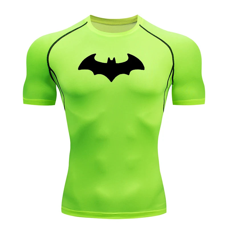 Bat Printed Men's Tight T-Shirt Running Compression T Shirt Gym Fitness Jogging Short Sleeve Male Casual Tops