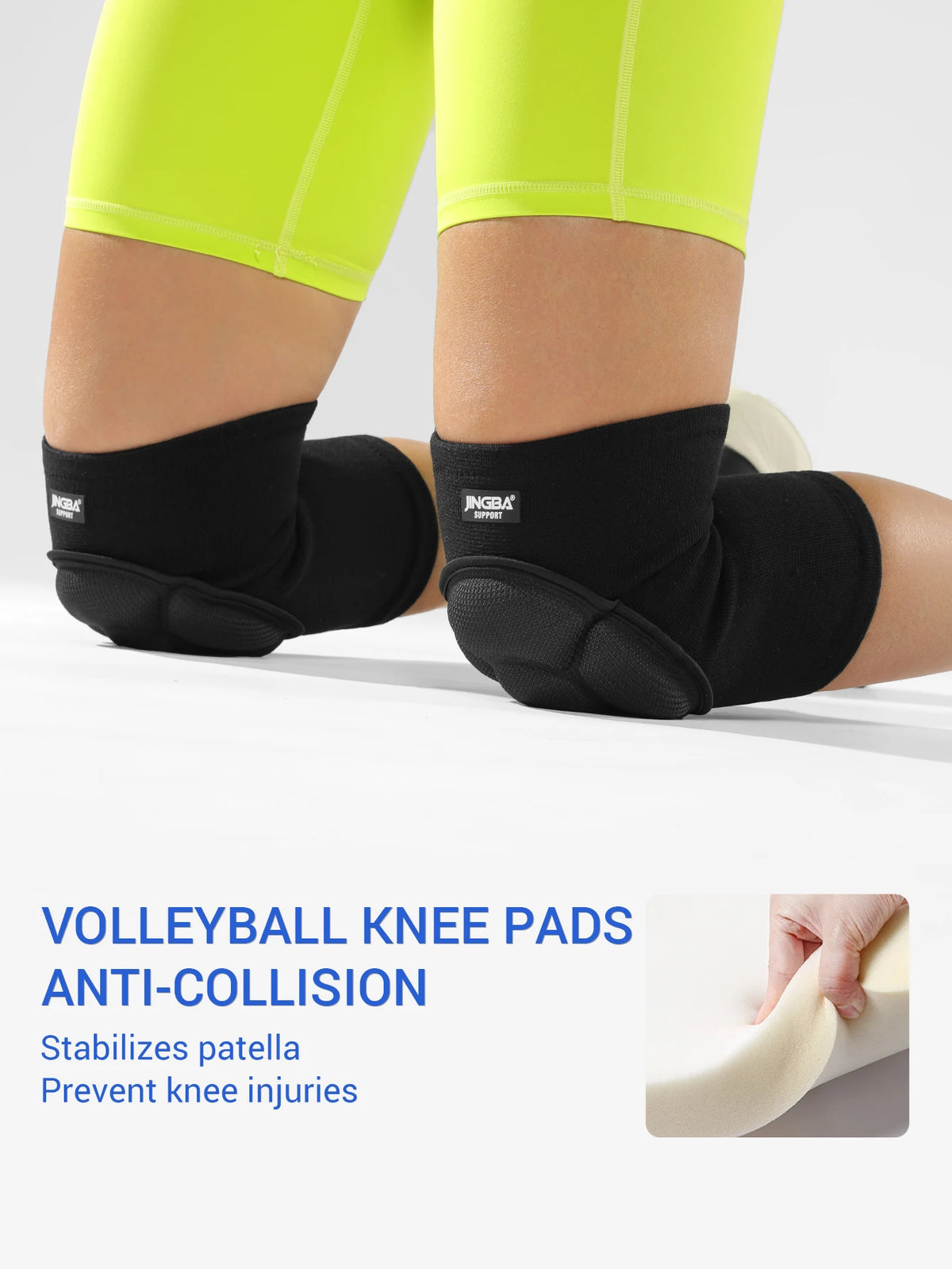 JINGBA SUPPORT 1 Pair Breathable Knee Support with Thick Sponge for Dance Volleyball Rollar Skating for Women Men