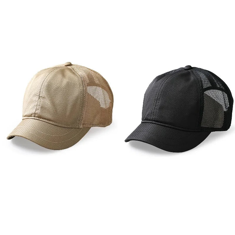 Short Bill Baseball Caps for Men Women Plus Size Big Head Mesh Summer Breathable Short Brim Trucker Hat Running 56-60cm 60-65cm