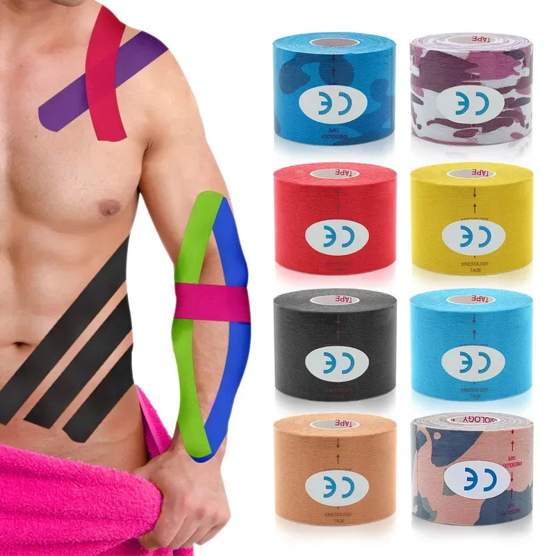 5 Size Sports Waterproof Kinesiology Tape Stickers Athletic Bandage Muscle Recovery Protector Strapping Pain Relief Tennis Gym