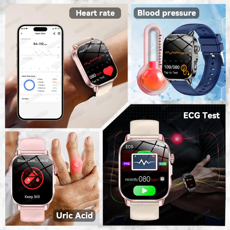 2026 New Micro Physical Examination Health Smartwatch Blood Pressure Uric Acid Blood Lipids Flashlight Care Smartwatch for Women