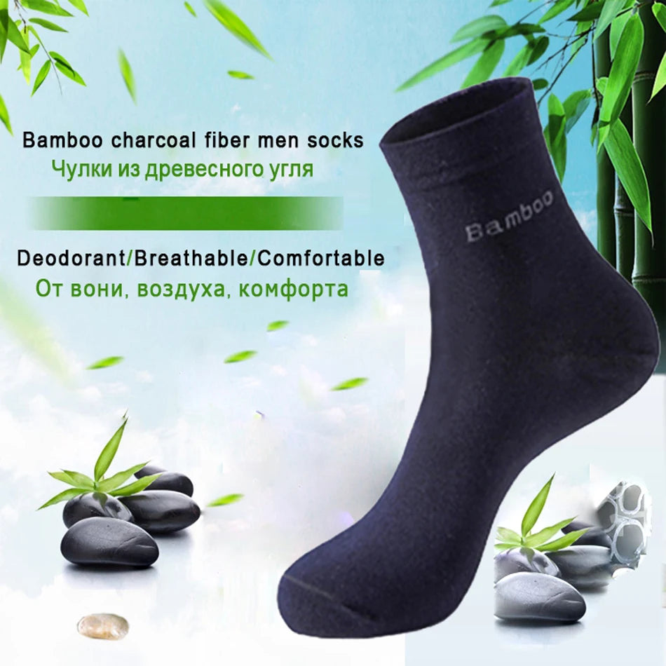 10 Pairs /Lot Bamboo Fiber Socks Men Casual Business Anti-Bacterial Breatheable Men's Crew Socks High Quality Guarantee Socks