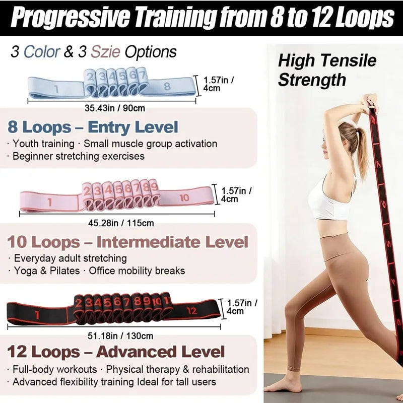 Elastic Yoga Stretching Strap Ballet Dance Leg Stretching Band Beginner Pilates Dance Gymnastics Loop Strap Belt Fitness Sport