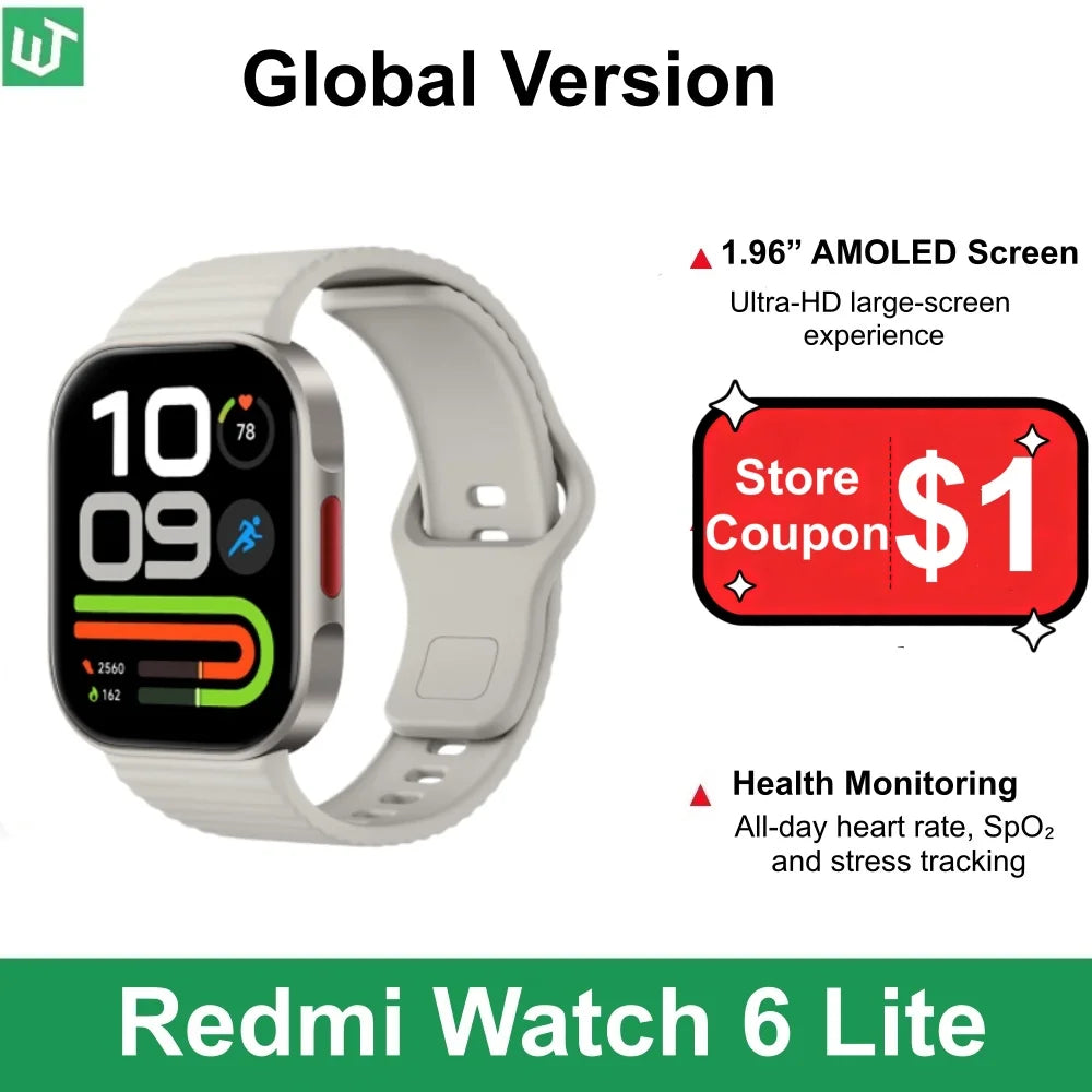 Global Version Xiaomi Redmi Watch 6 Lite Smartwatch Bluetooth Calling 1.96'' Display Sport Mode Health Monitoring 470mAh Battery