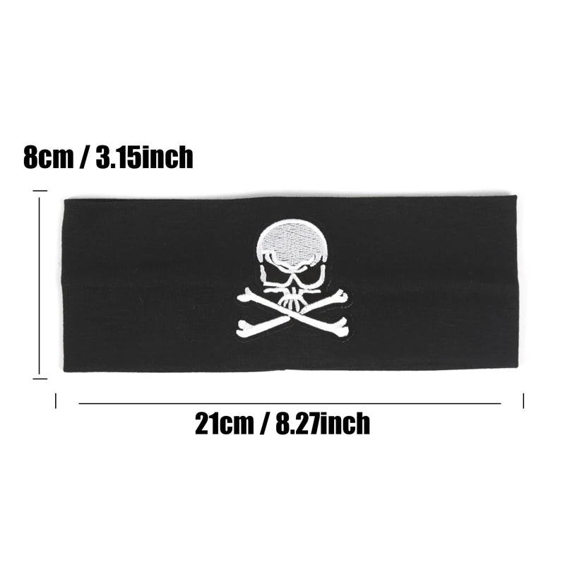 Unisex Punk Girl Skull Out Eyelets Wide Elastic Headband Halloween Rock Steampunk for Sport Women Men Headbands Hair Accessories
