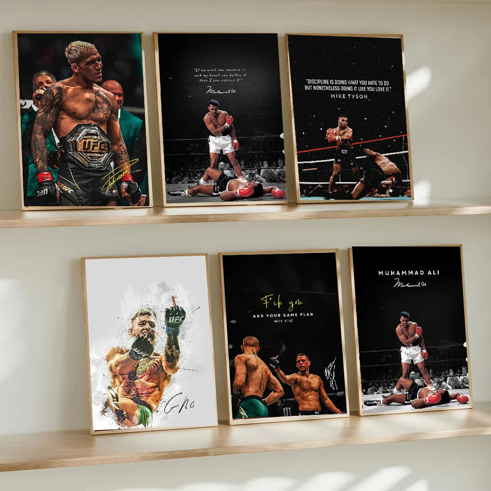 Boxer Wall Art Poster Nate Diaz Boxing Motivational Quote Canvas Painting Prints Decor Pictures Living Room home Decor cuadros