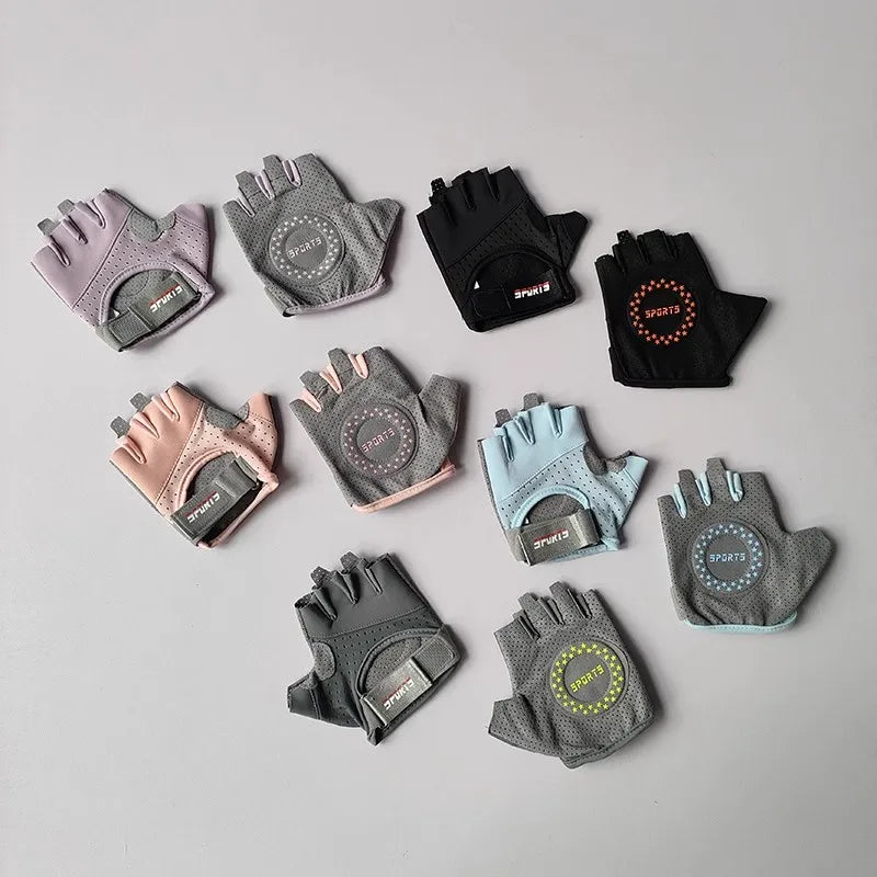 Women's Anti-Slip Fitness Exercise Half Finger Gloves Wear-Resistant Yoga Spinning Bike Sports Training Gloves