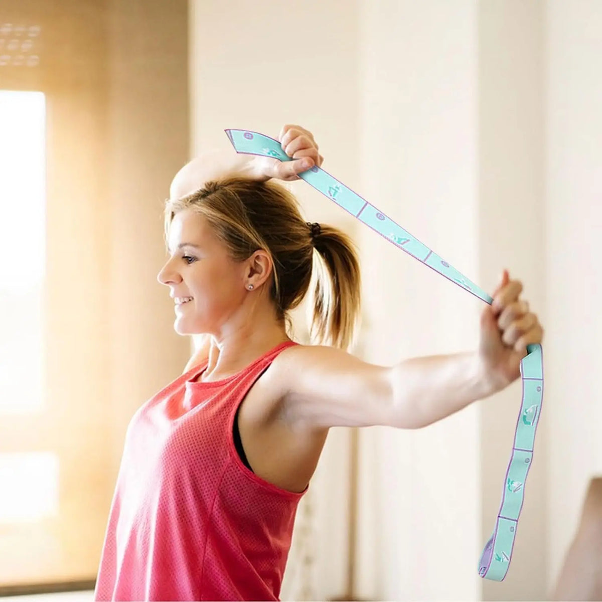 Yoga Stretching Strap, Stretch Band with 8 Loops, Yoga Strap, Shoulder Saver for Beginners for Effective Stretching, Yoga Traini