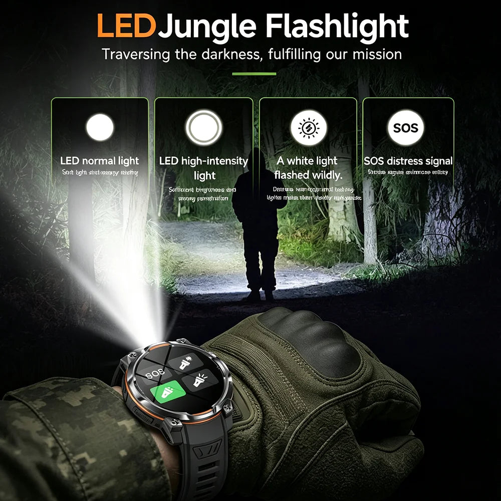 New Outdoor GPS Offline Map Smart Watch Men IPX8 Waterproof 100+ Sports LED Compass Altimeter AMOLED Bluetooth Call Smartwatch