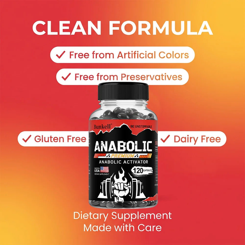 Men’s Muscle Builder Capsules, Lean Muscle Growth, Strength, Endurance, Recovery, Metabolism & Abs Support, 30/60/120 Capsules