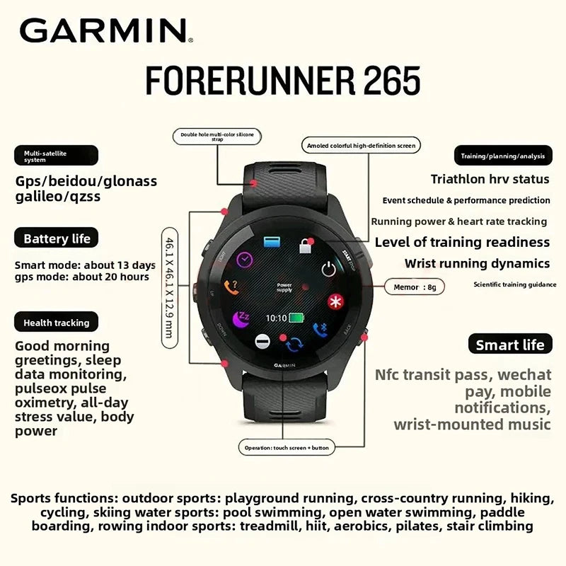 Garmin Forerunner 265 GPS 46mm Smartwatch 1.3