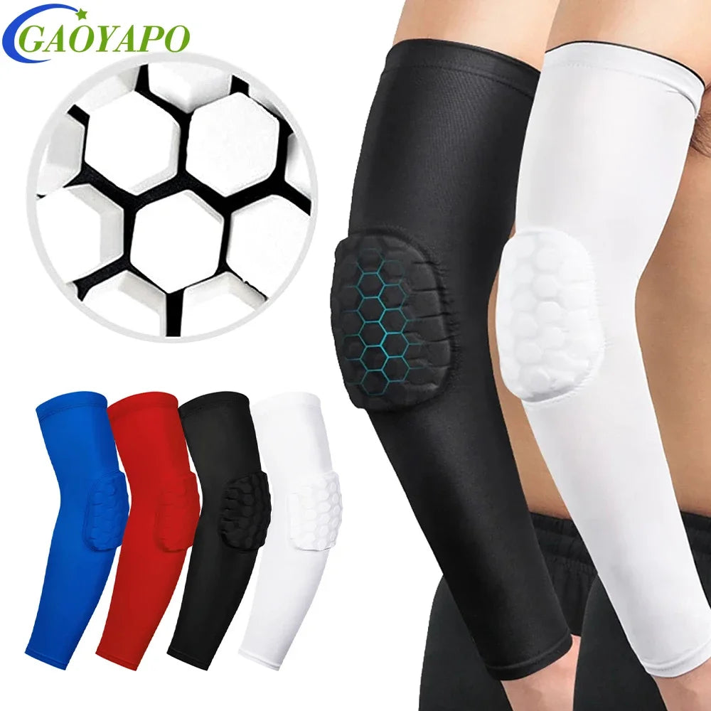 1PC Compression Arm Sleeve with Elbow Pad - Padded Crashproof Protection for Basketball Football - Youth & Adult (XS-XXL)