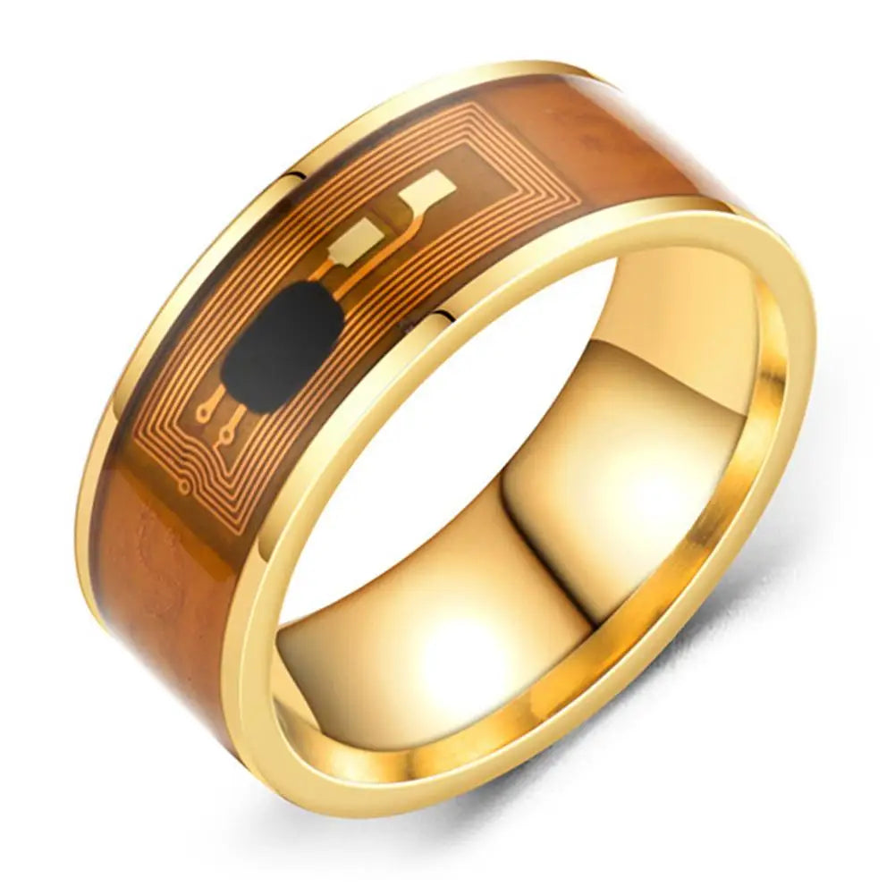 Mens Couple Rings NFC Stainless Steel Phone Chip Dripping Oil Dual Dragon Pattern Smart Ring Gift