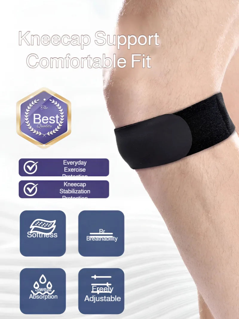 Adjustable sports knee pads with silicone compression patellar straps, breathable and shock-absorbing, suitable for tennis,
