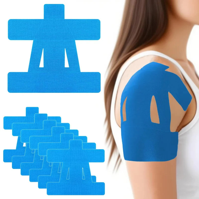 10PCS Precut Kinesiology Tape for Shoulder Pain Relief – Waterproof, Elastic Support for Rotator Cuff & Injury Recovery