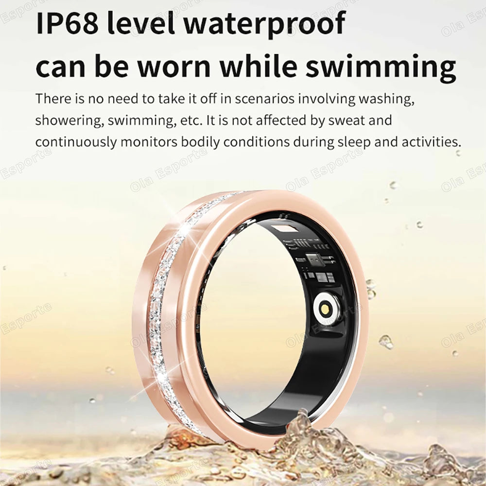 Diamond Fashion Women Smart Ring With Box IP68 Waterproof Lady ring Heart Rate Health Monitor Sports Pedometer Fitness Ring R12