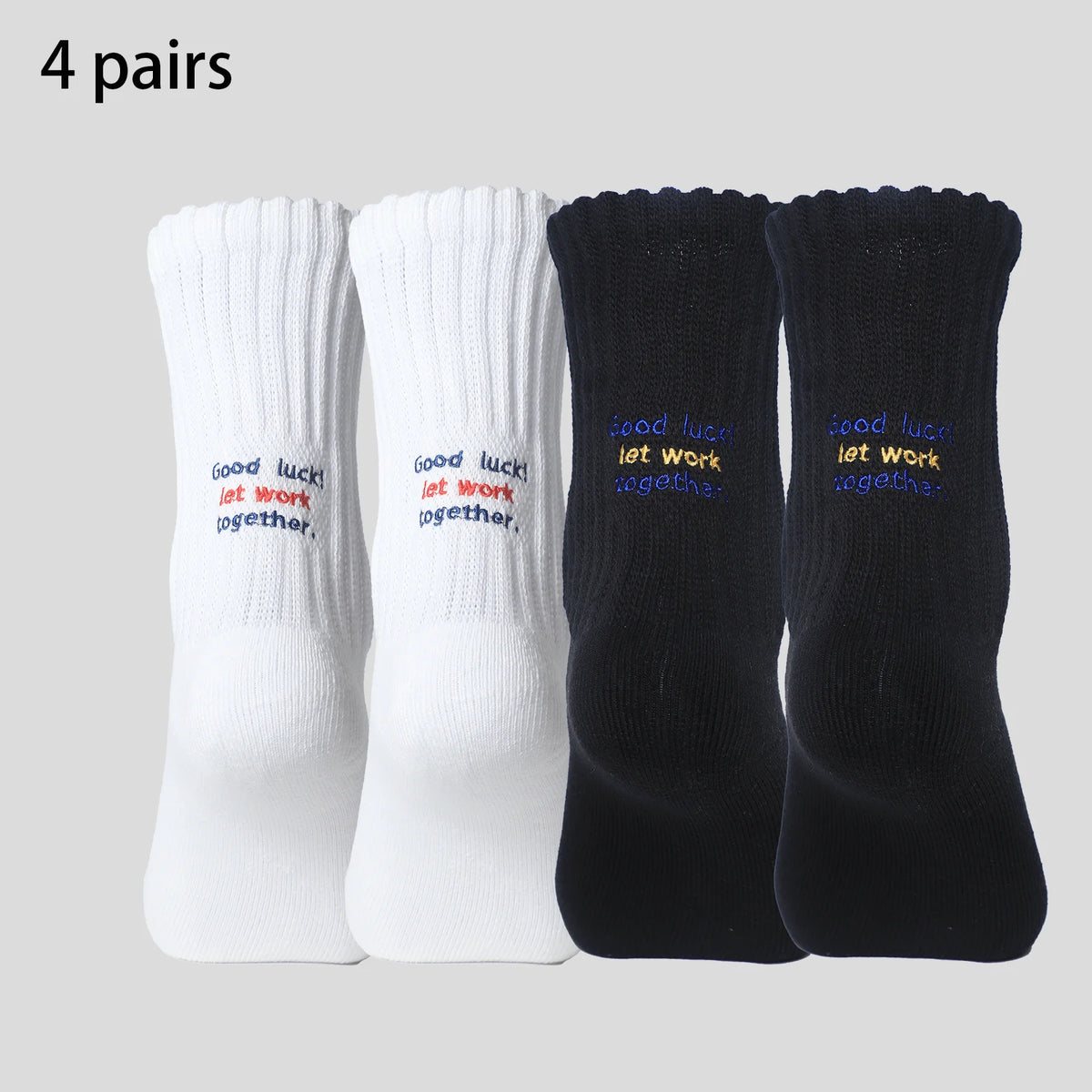 4 Pairs Men's Cotton Work Socks Cushioned Long Running Breathable Ankle Crew Socks Casual Socks for Men Cycling Socks