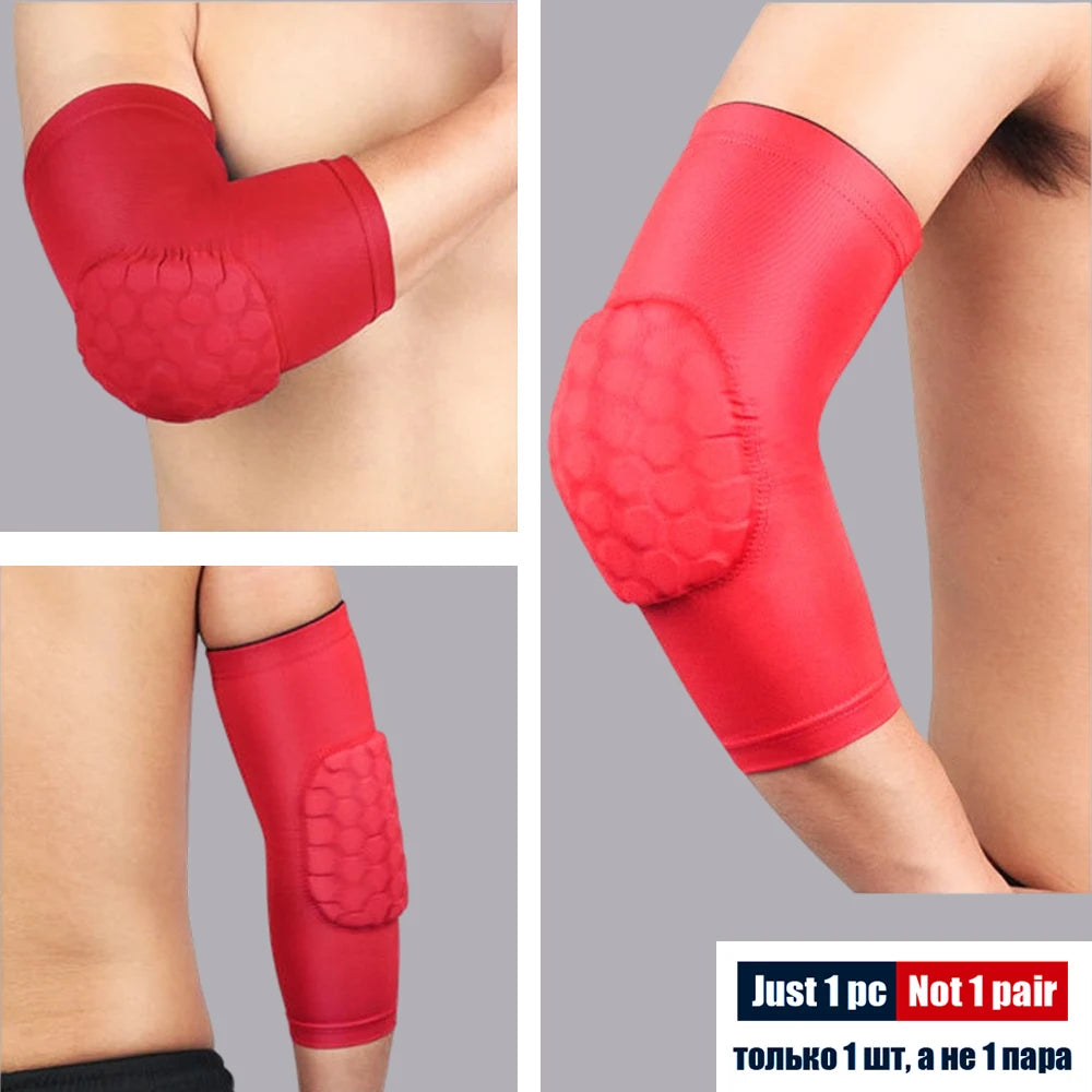 1Pcs Sports Elbow Compression Sleeve Arm Forearm Support Brace Crashproof Honeycomb Pad Cycling Running Basketball Arm Guard