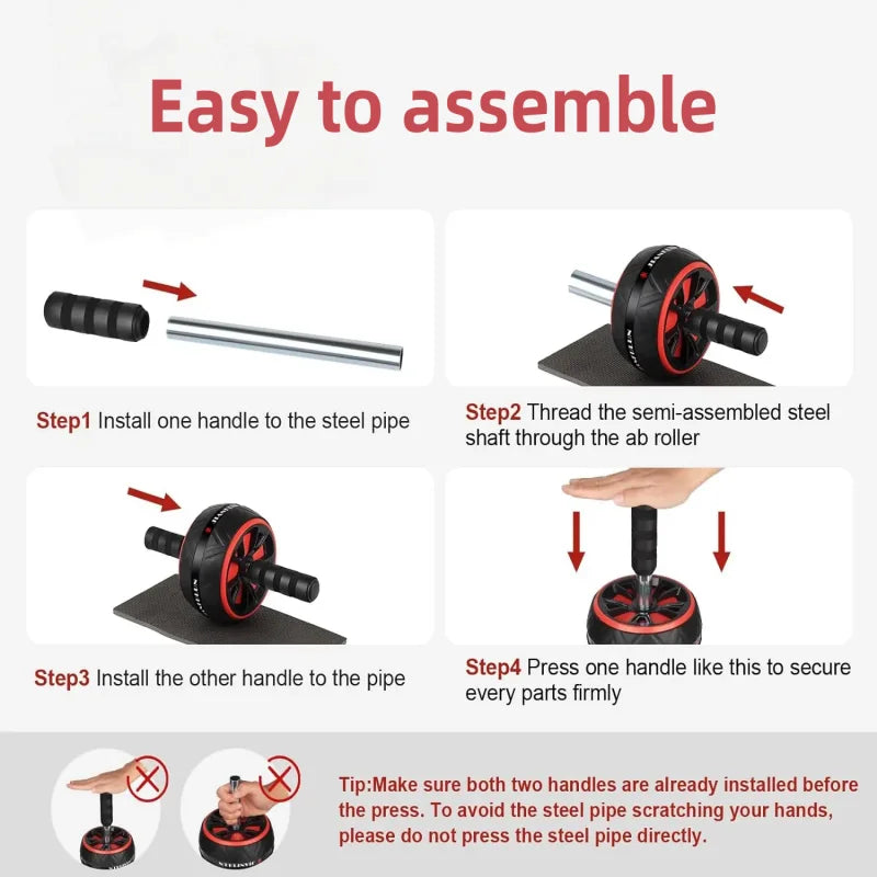 Unisex Exercise and Fitness Abdominal Roller, Silent Core Exercise Fitness Equipment, Suitable for Abdominal Fat Burning Exercis