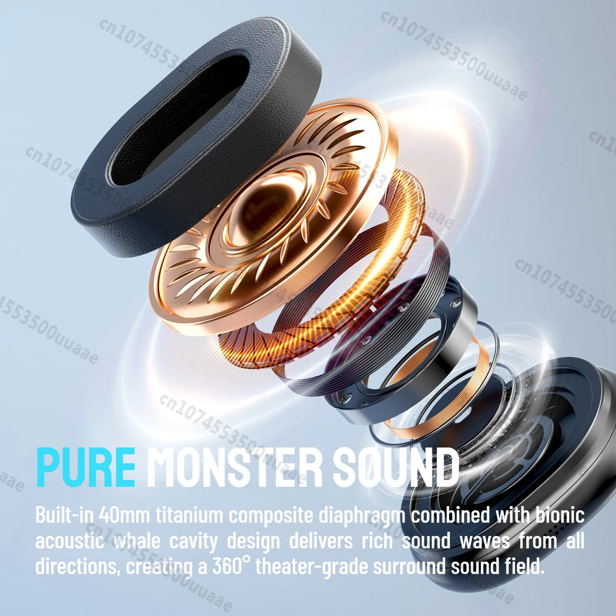Monster AH100 ANC Over-Ear Headphone Bluetooth 6.0 -45dB Active Noise Cancelling Earphones Hifi Stereo Wire/Wireless Headset