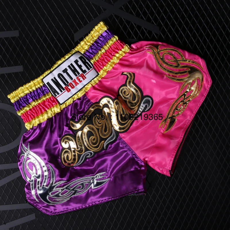 Tiger Muay Thai Shorts Satin Kick Boxing Shorts Mens Women Kids Gym Martial Arts MMA Training Clothes BJJ Fight Kickboxing Pants