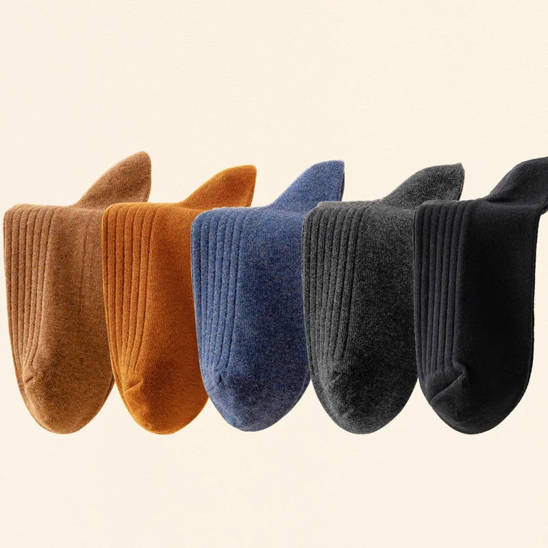 5 Pairs of 100% Cotton Socks, Men's Four Season Striped Midsole, Sweat Absorbing, Breathable Sports Cotton Socks