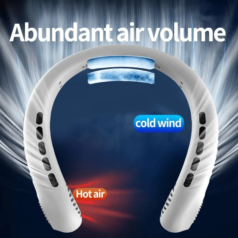 Rechargeable Neck Fan with LED Display, 5-Speed Settings, All-AroundCooling, Portable Travel Fan, Lightweight and Quiet Design