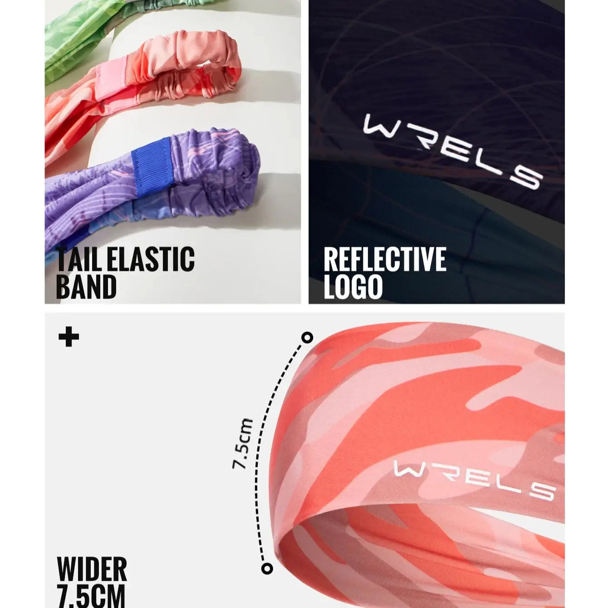 WRELS Sports Headbands for Men Women Elastic Sweatbands Non Slip Hair Bands for Gym Yoga Running Fitness Outdoor Sports Headband