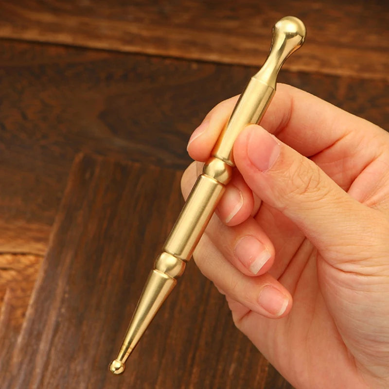 Brass Dual Head Facial Massage Stick Skincare Tool Acupressure Spoon Handheld Acupuncture Roller Body Massager Massage Bar