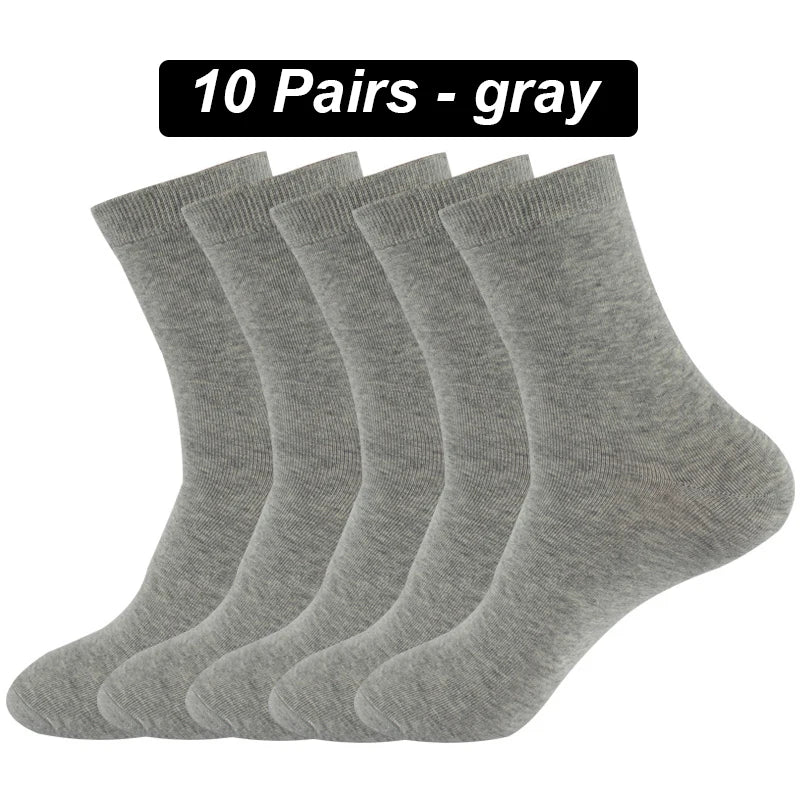 10Pairs Men's Pure Cotton Socks Autumn winter Black White Business Casual Men's and Women's High Quality Plus Size EU42-48