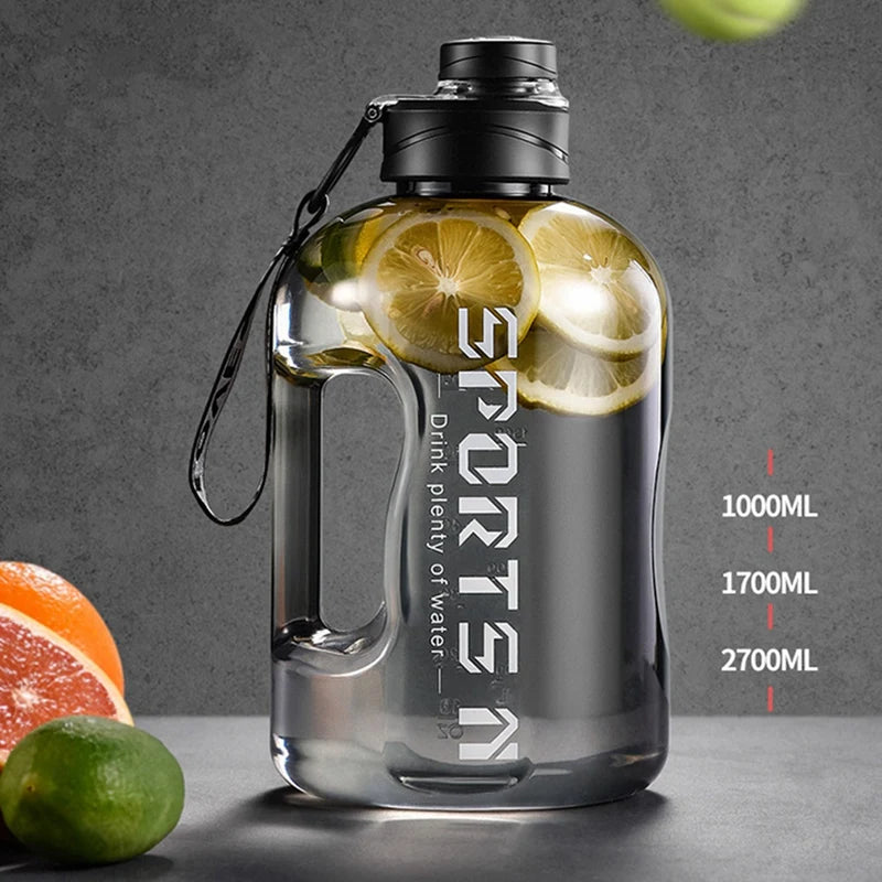 2.7/1.7LSport Water Bottle Super Large Capacity Accurate Calibration Water Kettle Fitness Gym Hiking Travel Leak Proof Water Jug