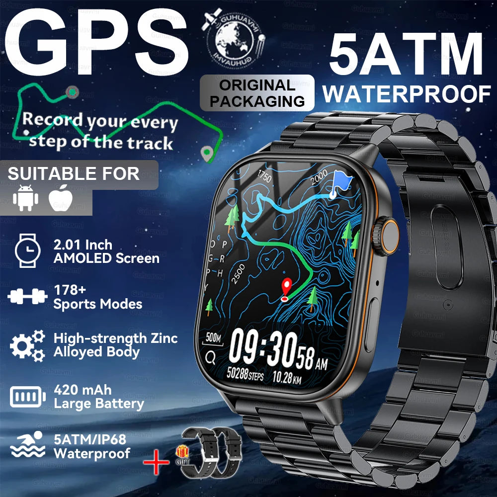 2026New Military Dual-band GPS Smart Watch Compass IP68K Waterproof Bluetooth Call Heart rate Sports Smart Watch For IOS Andriod
