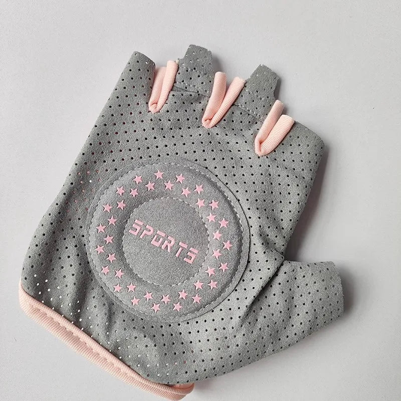 Women's Anti-Slip Fitness Exercise Half Finger Gloves Wear-Resistant Yoga Spinning Bike Sports Training Gloves