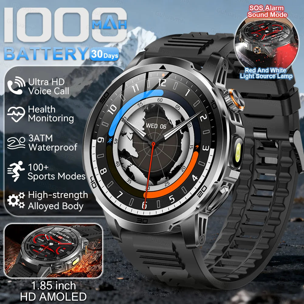 2026 Military T-Rex 3 Smart Watch Fitness Clock Men 466*466 AMOLED Screen 1000mAh Battery Flashlight Call Waterproof Smartwatchs