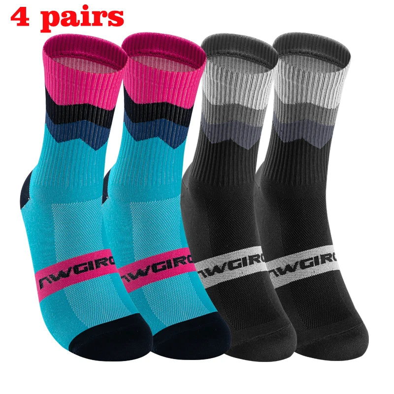 GKRQ 4 Pairs Bike Socks Men Nurse Compression Cycling For Women Mtb Guard Socks Stockings Sport Grip Barre Socks