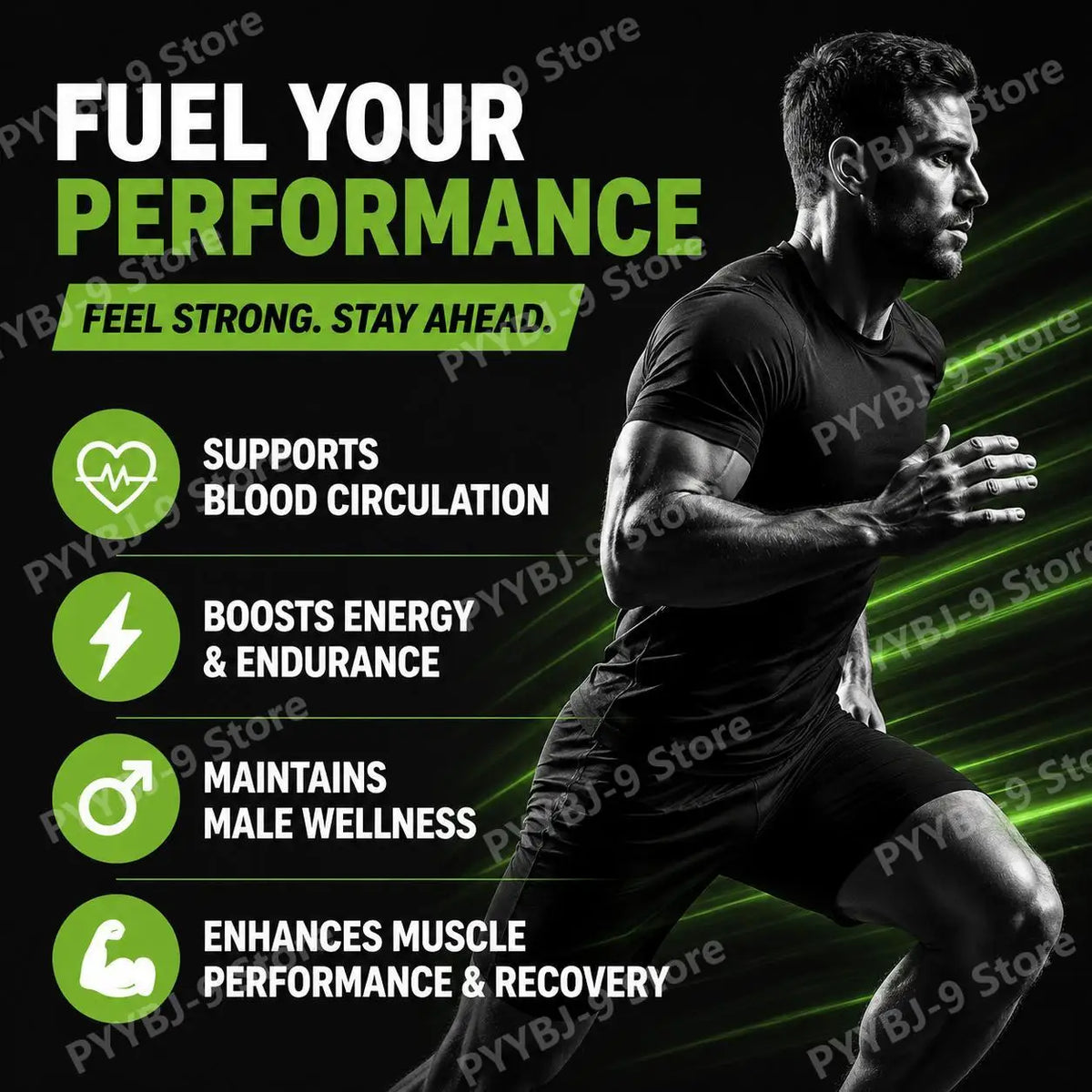 Googeer Men's Endurance Gummies, Energy and Vitality Support, Blood Flow & Post Training Muscle Recovery Support, 60 Count