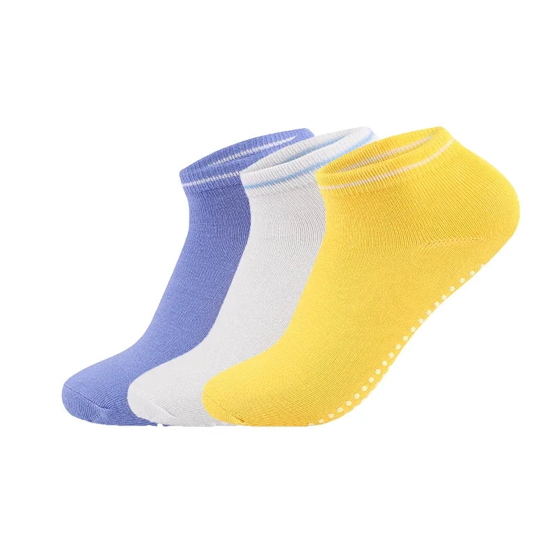 3Pairs/Lot Yoga Socks for Women Non-Slip Grips Straps Bandage Cotton Sock Pilates Pure Barre Ballet Dance Barefoot Workout