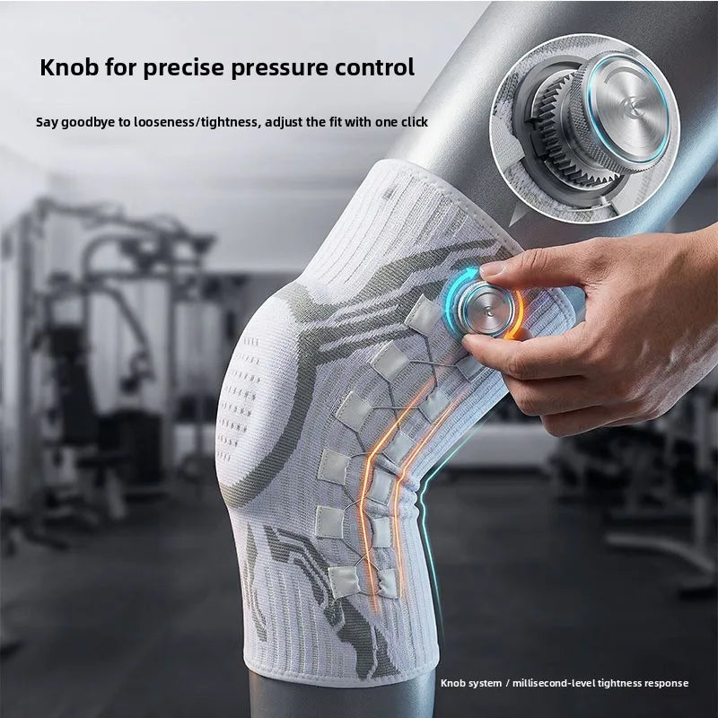 Right Leg Knob-Adjustable Sports Knee Brace with Spring Support Silicone Shock Absorption And Compression Knit for Knee Support
