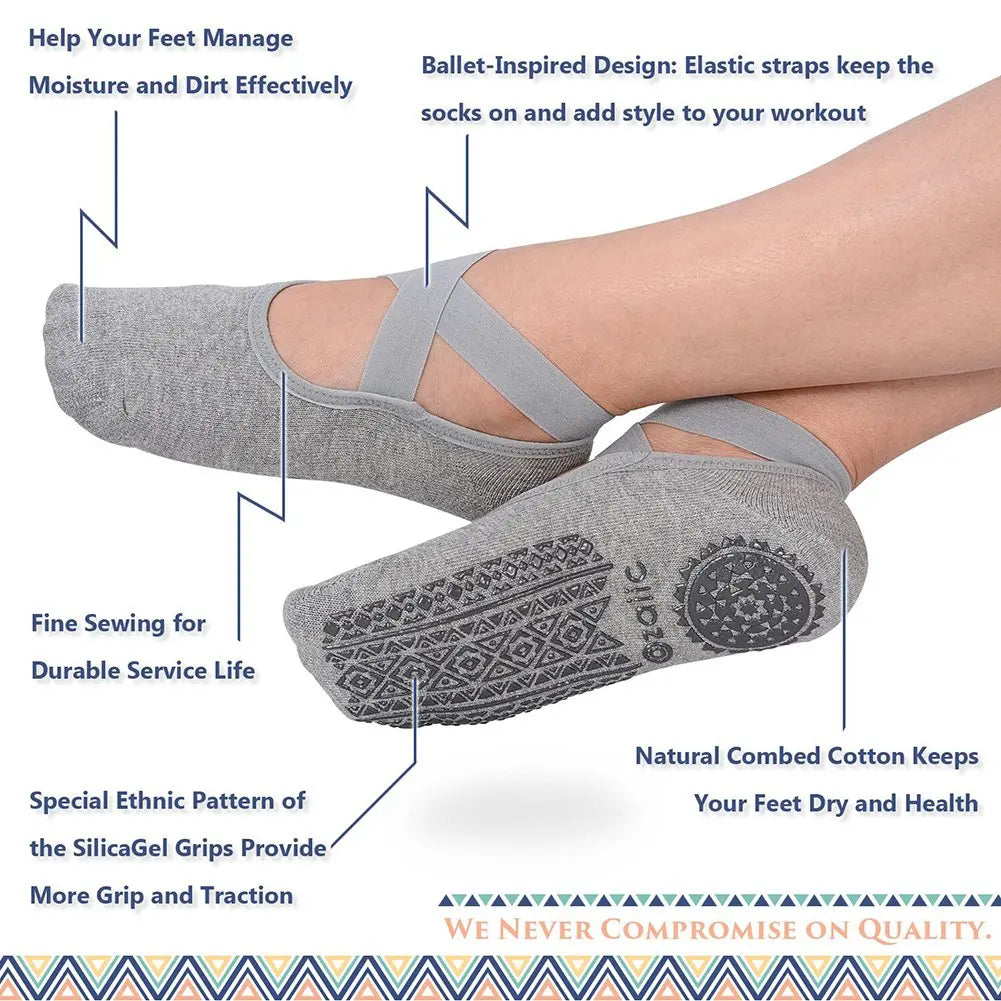Grip Socks for Women, Non Slip Pilates Yoga Socks Non Slip Socks for Workout, Fitness Ballet Dance Workout Sports Socks Slipper