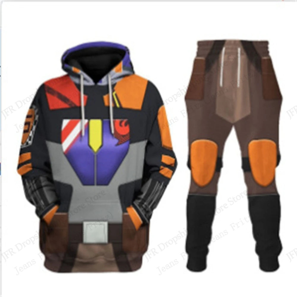Two Piece Hoodie Pant Sets Anime Movie Armor 3d Print Sets Men Women Fashion Hoodie+Pant 2 Piece Suit Run Sports Tracksuit New