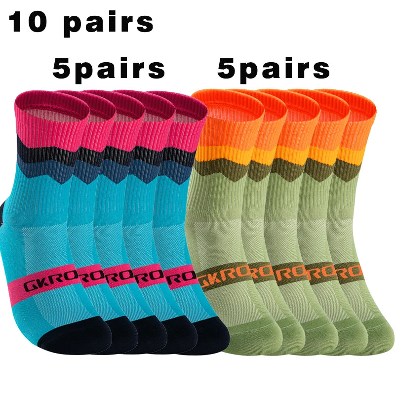 GKRQ 10 pairs Professional Cycling Socks Breathable Road Bicycle Socks Men Women Outdoor Sports Racing e Compression Cycling Fo