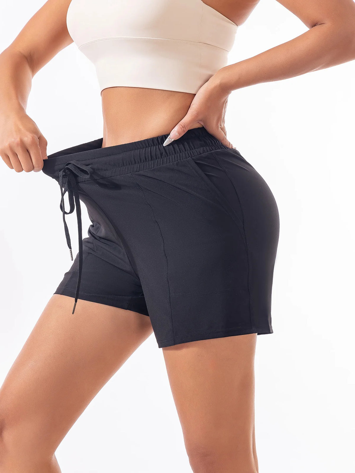 Women's Spring Summer 2-in-1 Yoga Shorts High-Waist Anti-Exposure Quick-Drying