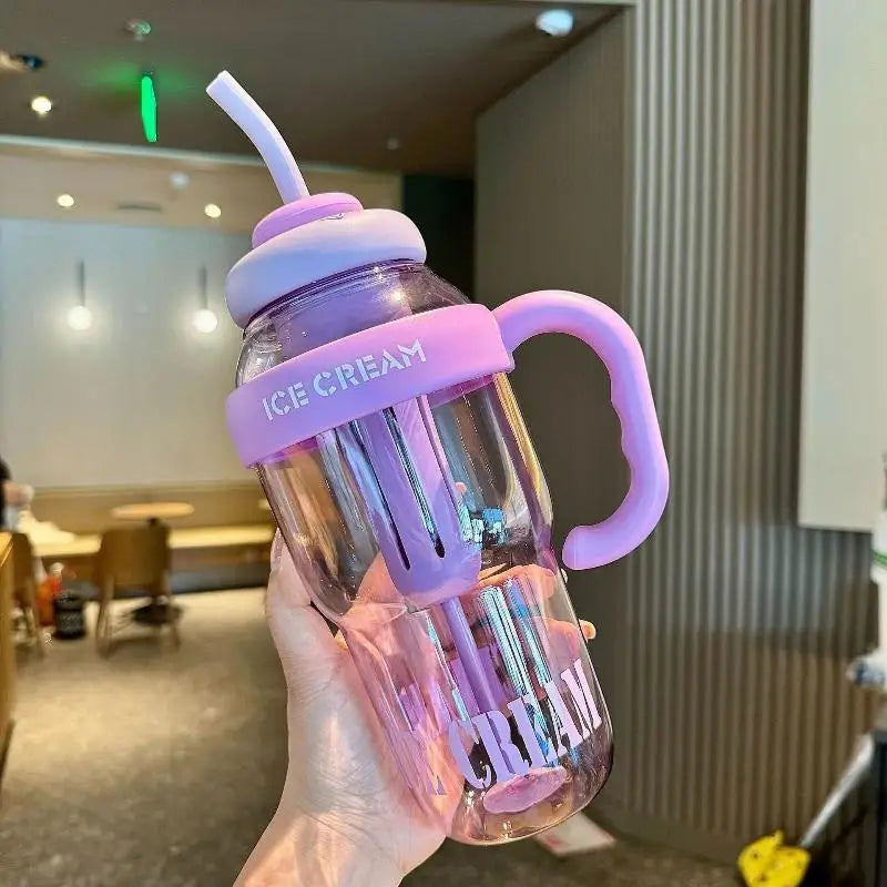 1300ML Plastic Water Bottle with Straw for Kids Large Capacity Cute Cup School Travel Outdoor