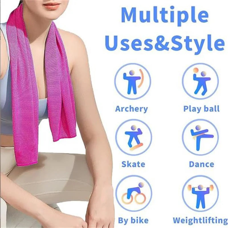1-100 pcs Sport Towel with Mini Silicon Gel Set Portable Cold Towel Fitness Sport GYM Running Outdoor Quick Dry Cool Towel
