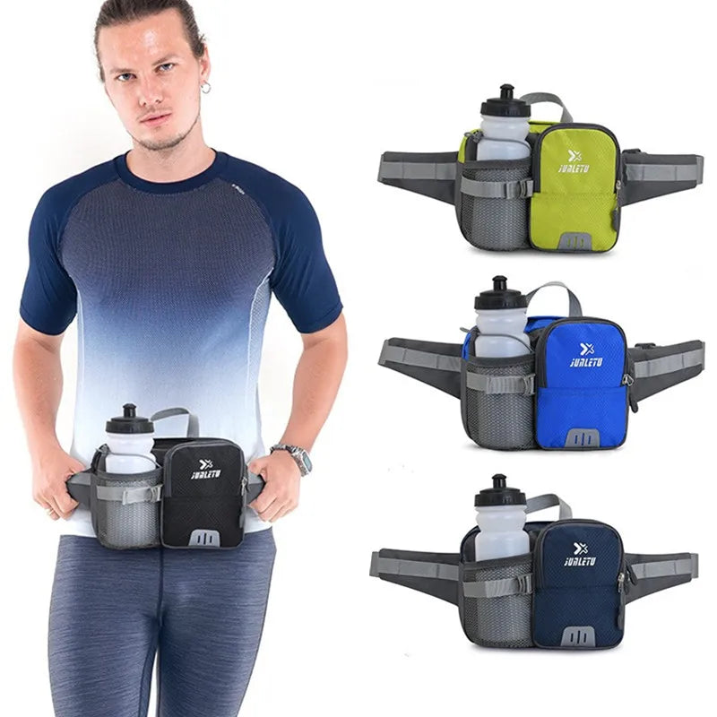 Running Bags Water-Resistant Adjustable Fanny Pack with Bottle Holder Multi-Pockets for Hiking Running Cycling Travel Outdoor