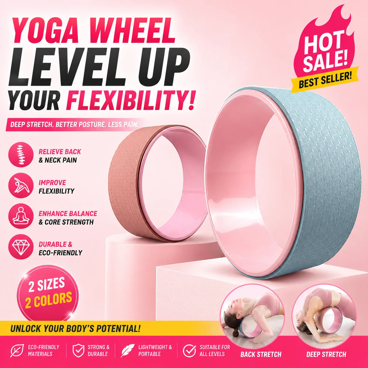 Yoga Wheel Back Opening Yoga Equipment Beginner Fitness Yoga Wheel Back Bending Artifact Roller Ring Home Pilates Circle
