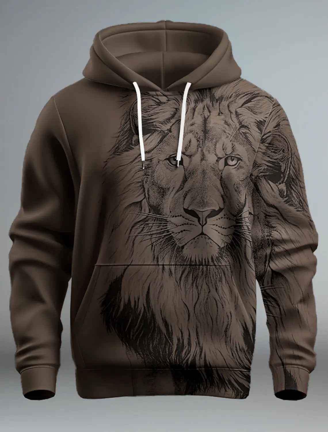 New Graphic Lion Men's Fashion 3D Print Hoodie Streetwear Hoodies Long Sleeve Hooded Front Pocket Spring Sweatshirt