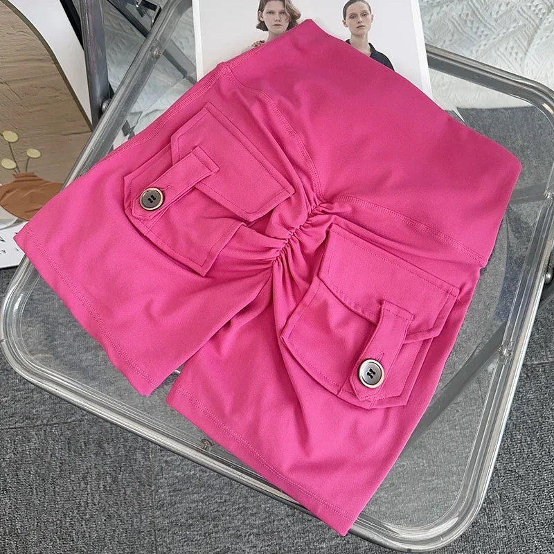 Nude High Waist Peach Butt Sport With Pocket Yoga Shorts Leggings Quick Drying Gym Training Cycling Outdoor sports Shorts