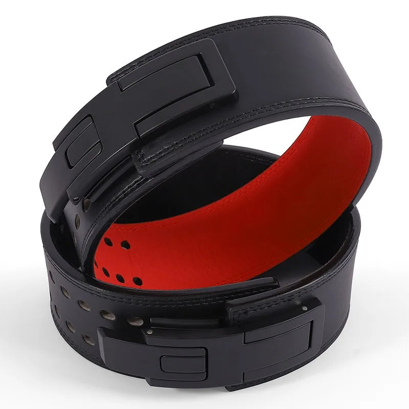 Weightlifting Belt Cowhide Leather Lever Buckle Waist Support Powerlifting Strong Pull Squat Deadlift Gym Training Powerlifters