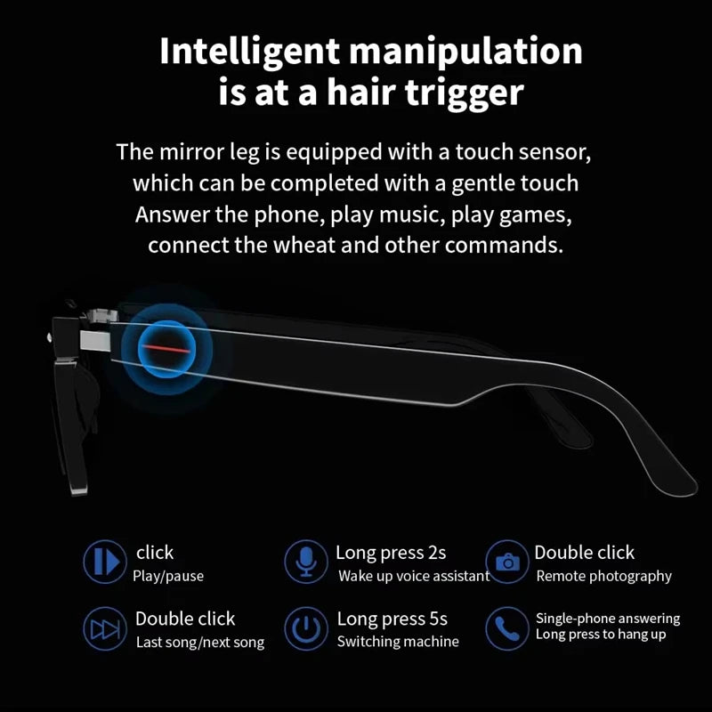 3 In 1 Smartglasses & Translator & Headset with Microphone Voice Assistant Bluetooth Call Camera Control Smart Bluetooth Glasses